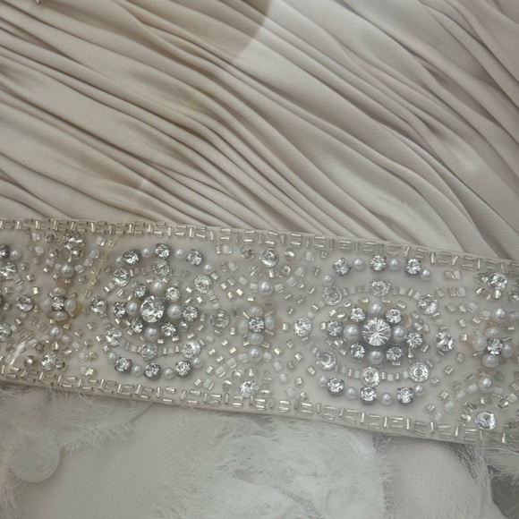 Preserved ivory wedding dress with beaded belt & vail - Picture 13 of 15